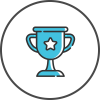 A Trophy or an award icon that represents "Our Customers Are #1"