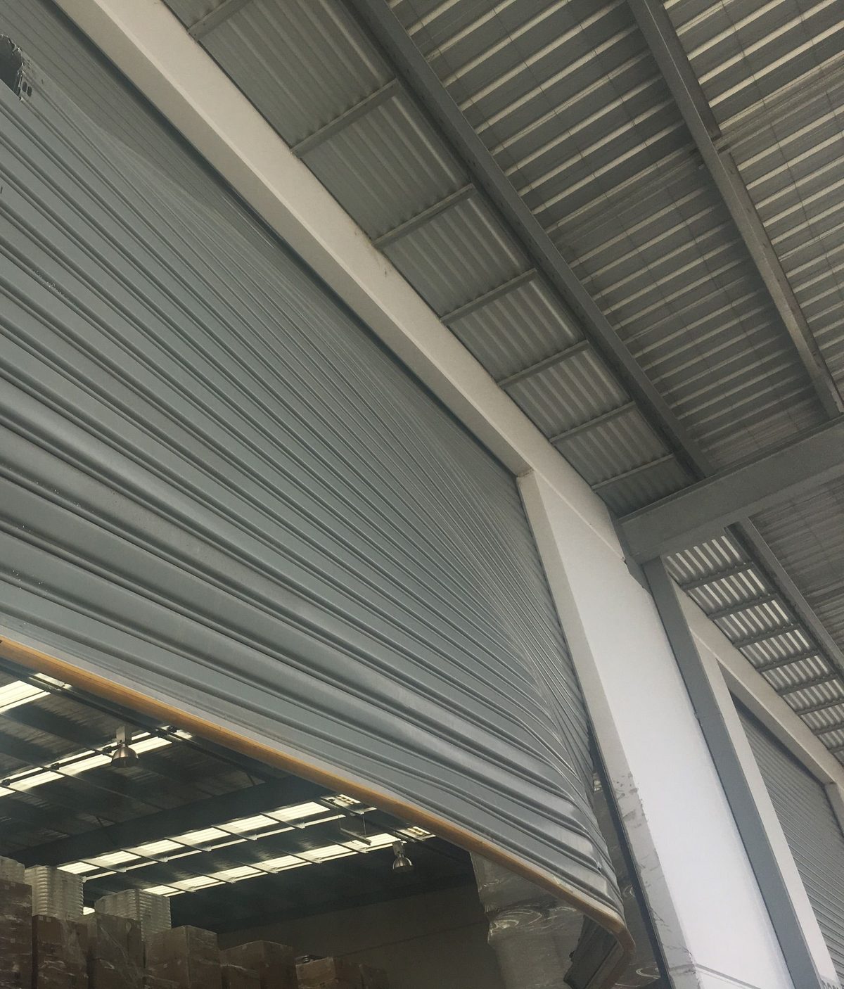 Industrial roller shutter at a warehouse loading dock