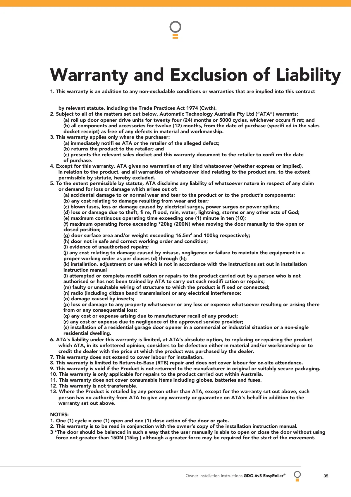 Source manual page 36 of 37 for ATA GDO-6v3 Manual v1.01, PDF version 1
